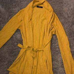 Zara tie-front mustard yellow sweater